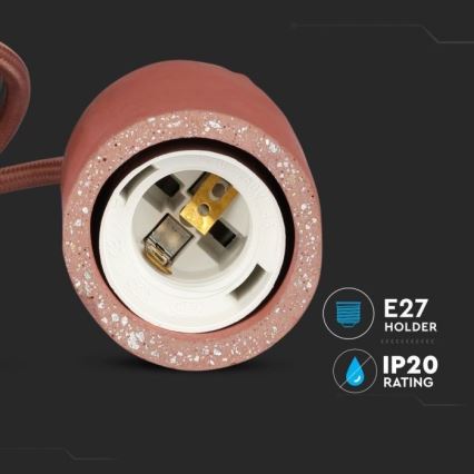 Ανάρτηση με ροζέτα και ντουί 1xE27/60W/230V τσιμέντο/κόκκινο