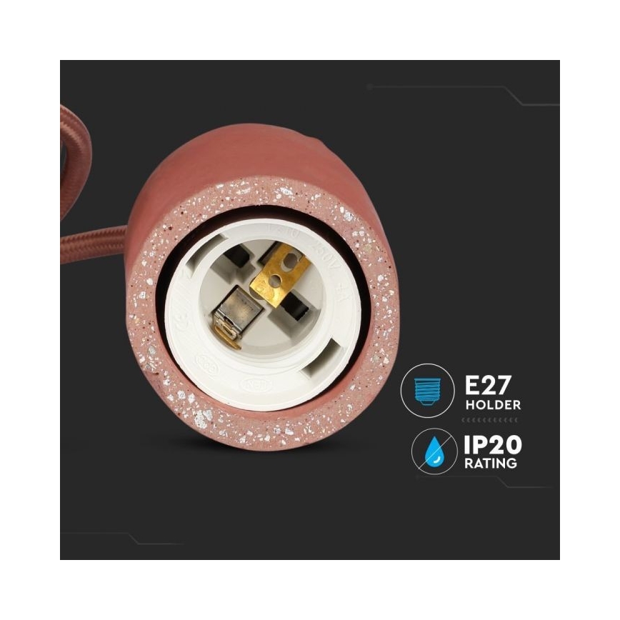Ανάρτηση με ροζέτα και ντουί 1xE27/60W/230V τσιμέντο/κόκκινο