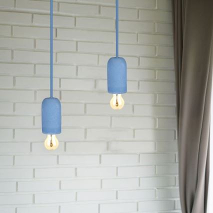 Ανάρτηση με ροζέτα και ντουί 1xE27/60W/230V τσιμέντο/μπλε