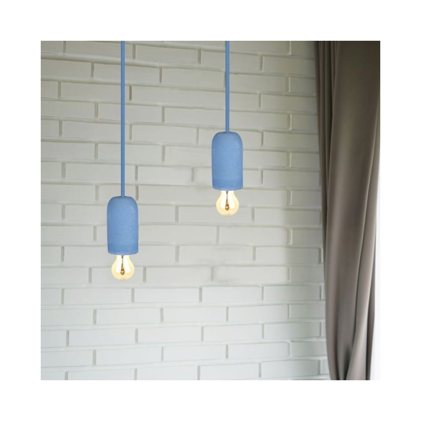 Ανάρτηση με ροζέτα και ντουί 1xE27/60W/230V τσιμέντο/μπλε