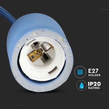 Ανάρτηση με ροζέτα και ντουί 1xE27/60W/230V τσιμέντο/μπλε