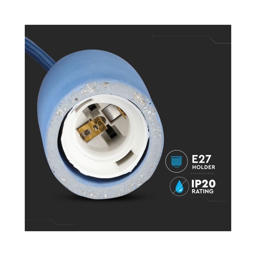 Ανάρτηση με ροζέτα και ντουί 1xE27/60W/230V τσιμέντο/μπλε