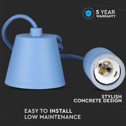Ανάρτηση με ροζέτα και ντουί 1xE27/60W/230V τσιμέντο/μπλε