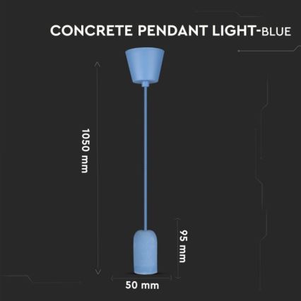 Ανάρτηση με ροζέτα και ντουί 1xE27/60W/230V τσιμέντο/μπλε