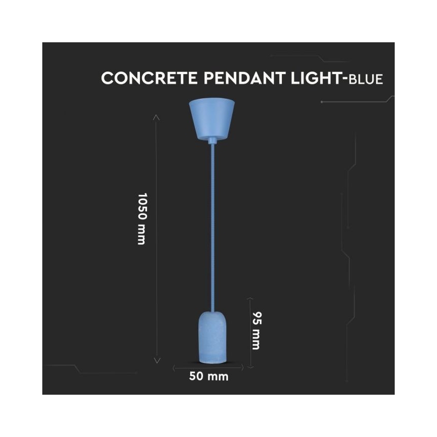 Ανάρτηση με ροζέτα και ντουί 1xE27/60W/230V τσιμέντο/μπλε