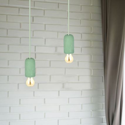 Ανάρτηση με ροζέτα και ντουί 1xE27/60W/230V τσιμέντο/πράσινο