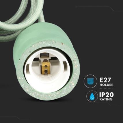 Ανάρτηση με ροζέτα και ντουί 1xE27/60W/230V τσιμέντο/πράσινο