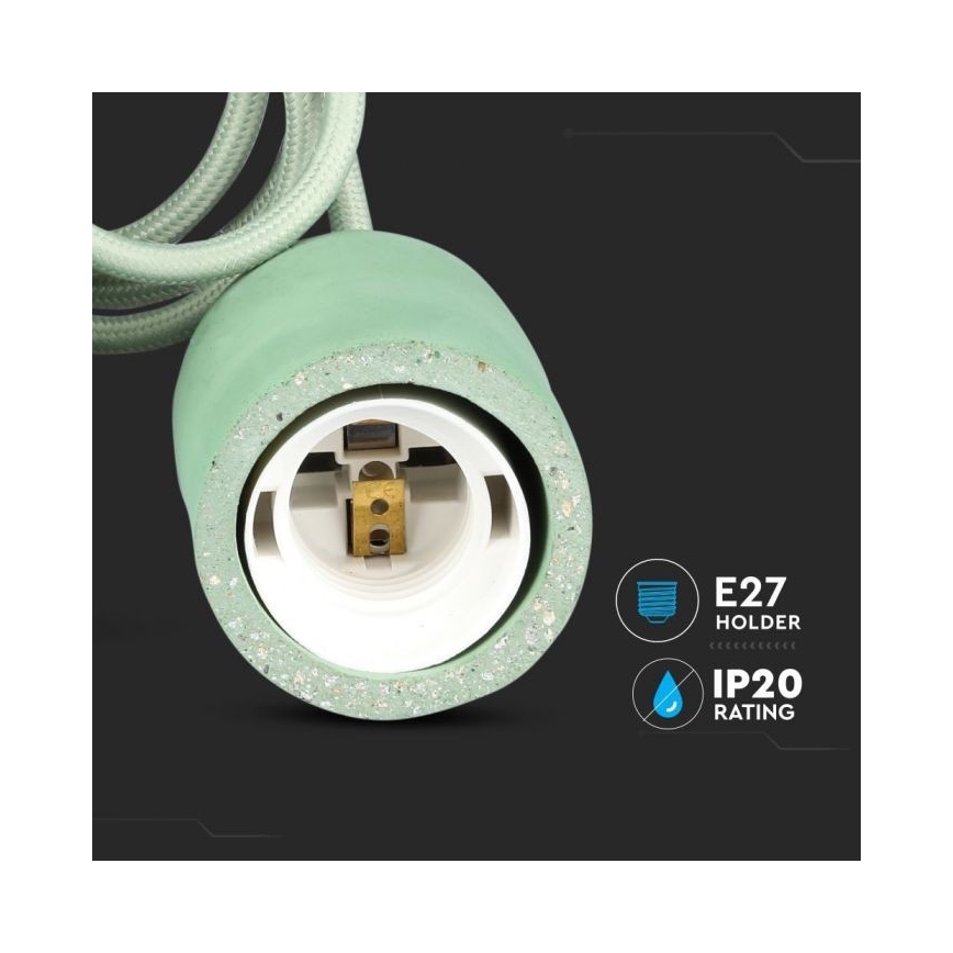 Ανάρτηση με ροζέτα και ντουί 1xE27/60W/230V τσιμέντο/πράσινο