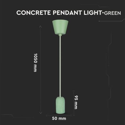 Ανάρτηση με ροζέτα και ντουί 1xE27/60W/230V τσιμέντο/πράσινο