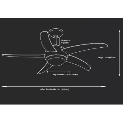 Ανεμιστήρας οροφής 2xE27/20W/230V διάμετρος 132 cm + τηλεχειριστήριο