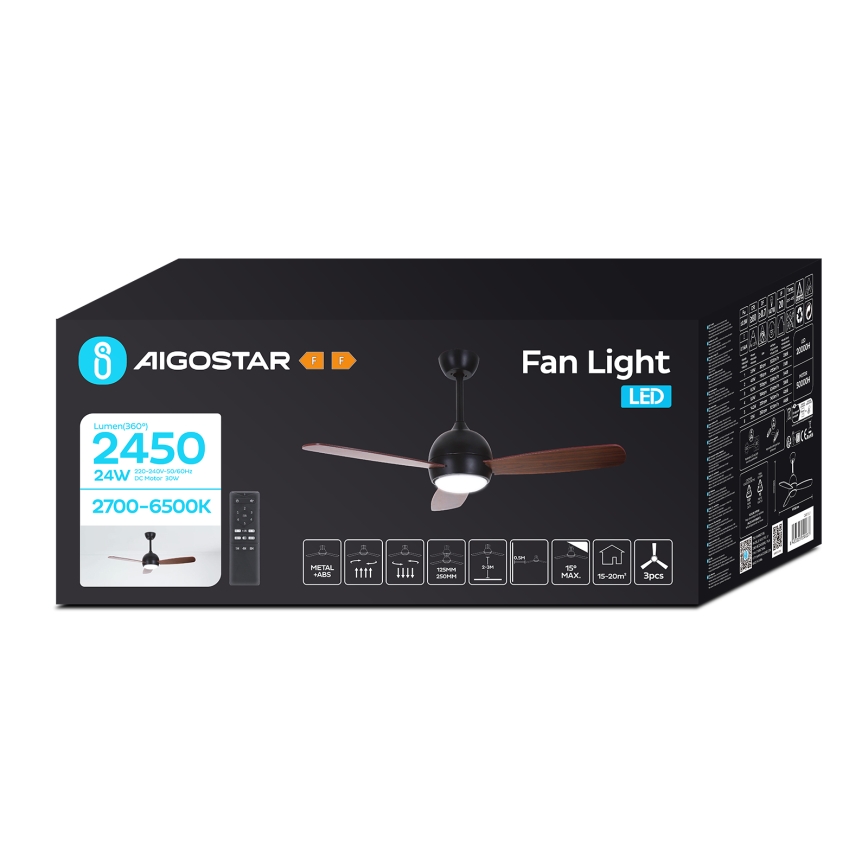 igostar - Ανεμιστήρας οροφής LED Dimmable LED/24W/230V 2700-6500K 106,6 cm + τηλεχειριστήριο