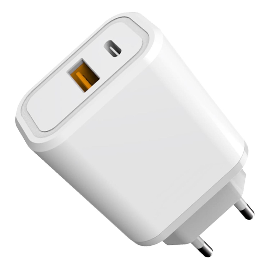 Αντάπτορας ταχείας φόρτισης Power Delivery 30W USB-C + USB-A λευκό
