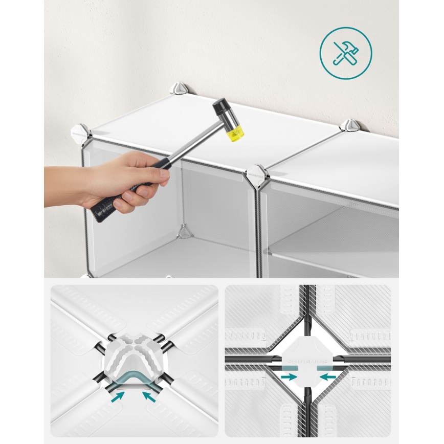 Αρθρωτή ραφιέρα με θήκες BOXIFY, λευκή