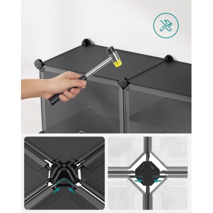 Αρθρωτή ραφιέρα με θήκες BOXIFY, μαύρη