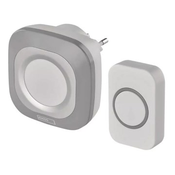 Ασύρματη κουδούνι για πρίζα 230V + 1xCR2032 IP44 γκρι