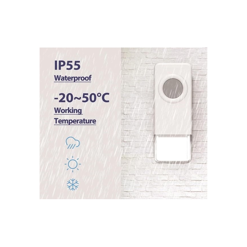 Ασύρματο κουδούνι 3xAAA IP55 μαύρο