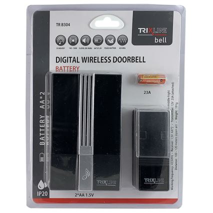 Ασύρματο κουδούνι BELL 1x23A + 2xAA μαύρο