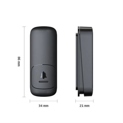 Ασύρματο κουδούνι πόρτας kinetic 230V μαύρο