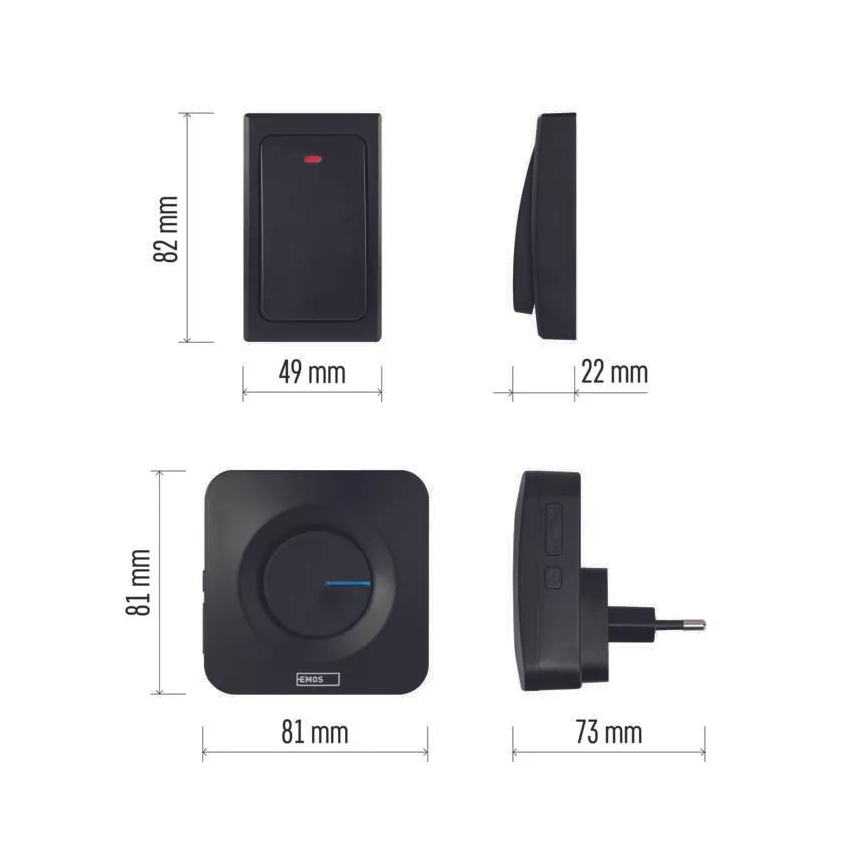 Ασύρματο κουδούνι πρίζας 230V IP44 μαύρο