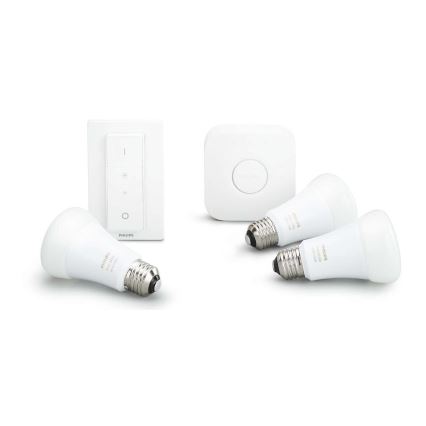 Σετ εκκίνησης Philips Hue White 3xE27/9W 2700K + Hue Bridge και διακόπτης ρύθμισης φωτεινότητας