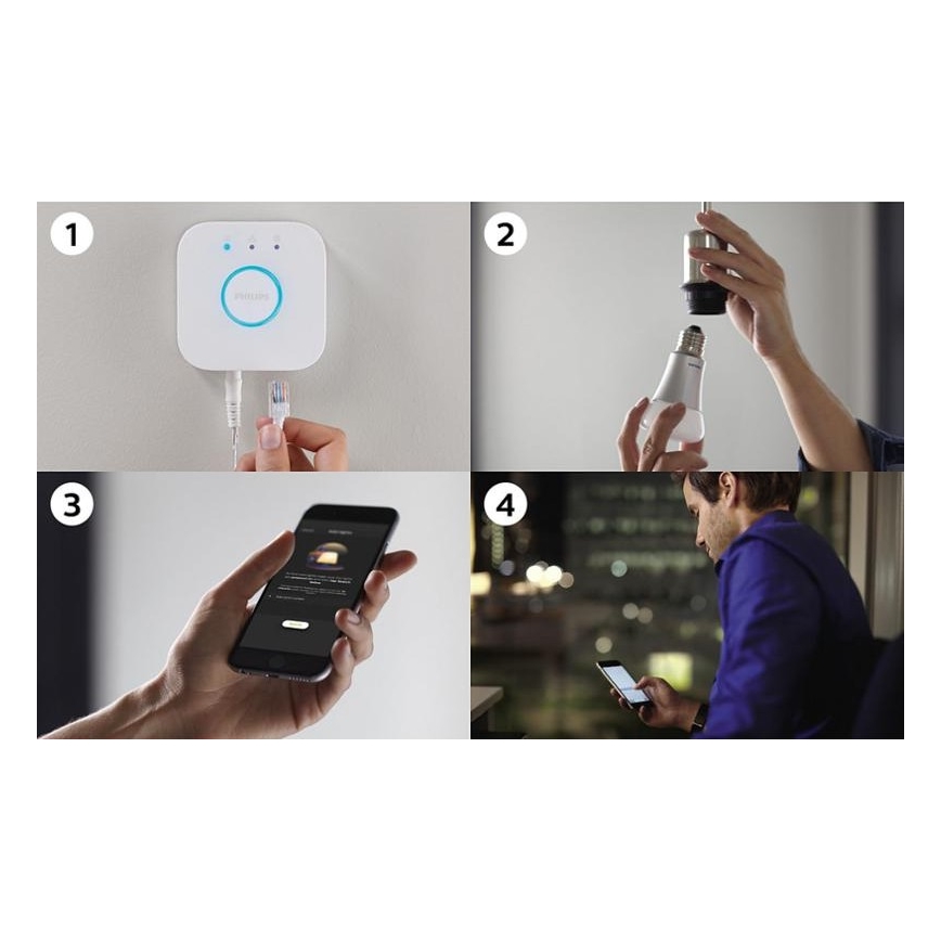 Βασικό σετ Philips Hue STARTER KIT WHITE 3xE27/9W 2700K + μια συσκευή προς σύνδεση