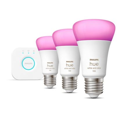 Σετ εκκίνησης Philips Hue WHITE AND COLOR AMBIANCE 3xE27/9W/230V 2000-6500K + Hue bridge