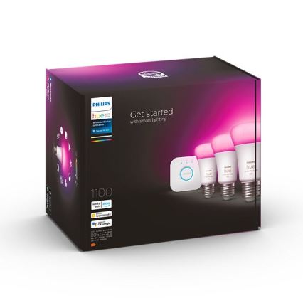Σετ εκκίνησης Philips Hue WHITE AND COLOR AMBIANCE 3xE27/9W/230V 2000-6500K + Hue bridge