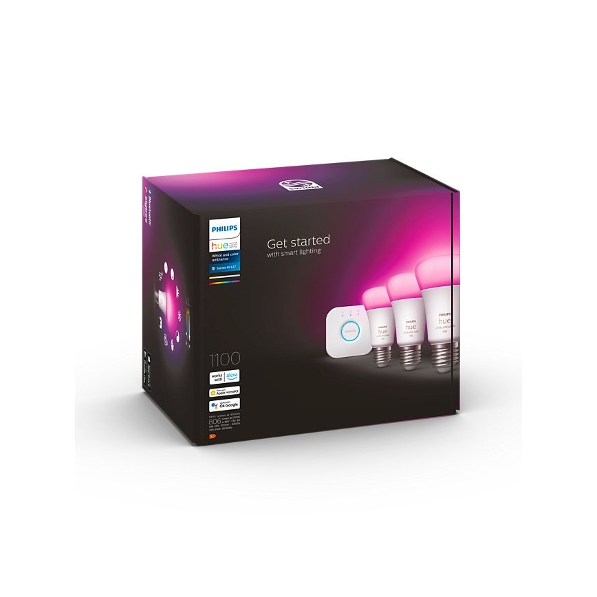Σετ εκκίνησης Philips Hue WHITE AND COLOR AMBIANCE 3xE27/9W/230V 2000-6500K + Hue bridge
