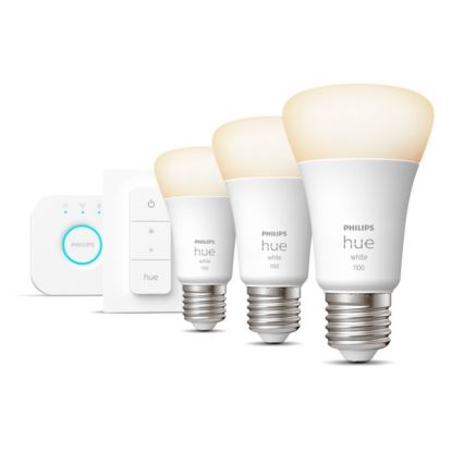 Βασικό σετ Philips Hue WHITE 3xE27/9,5W 2700K + Hue Bridge και διακόπτης ρύθμισης φωτεινότητας