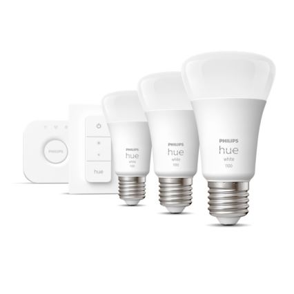Βασικό σετ Philips Hue WHITE 3xE27/9,5W 2700K + Hue Bridge και διακόπτης ρύθμισης φωτεινότητας