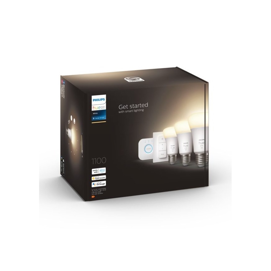 Βασικό σετ Philips Hue WHITE 3xE27/9,5W 2700K + Hue Bridge και διακόπτης ρύθμισης φωτεινότητας