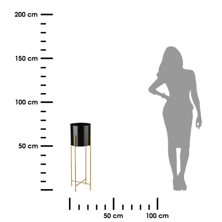 Βάση για λουλούδια 75x17 εκ. μαύρη/χρυσή