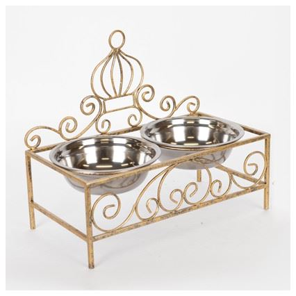 Βάση με δύο μπολ από ανοξείδωτο ατσάλι