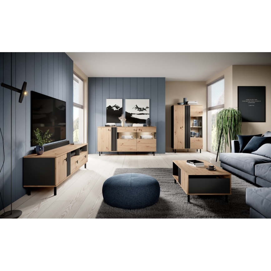 Βιτρίνα BADIA δρυς/ανθρακί