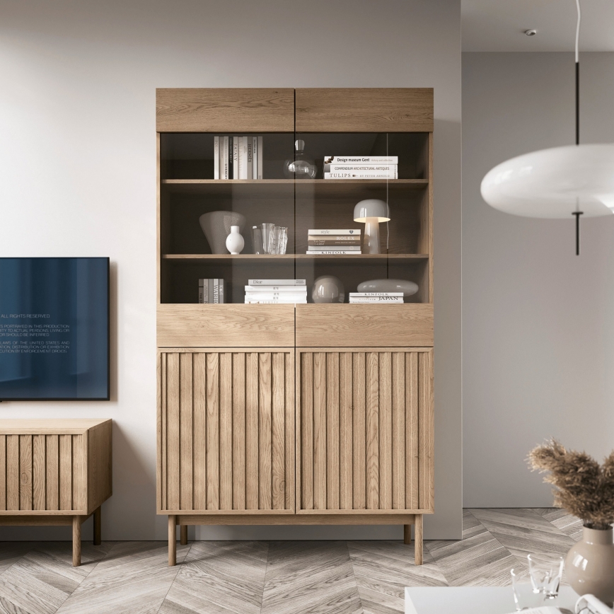 Βιτρίνα KIOTO 106x183x37 cm δρυς Cremona/γυαλί