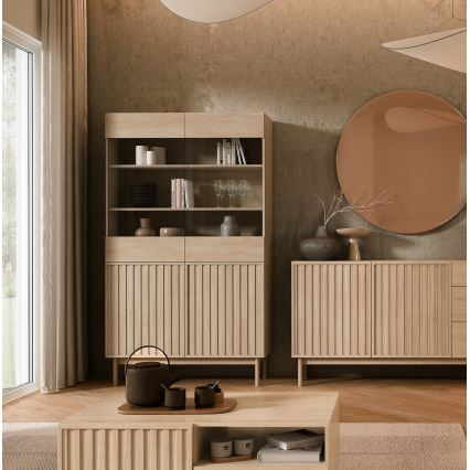 Βιτρίνα KIOTO 106x183x37 cm δρυς Cremona/γυαλί