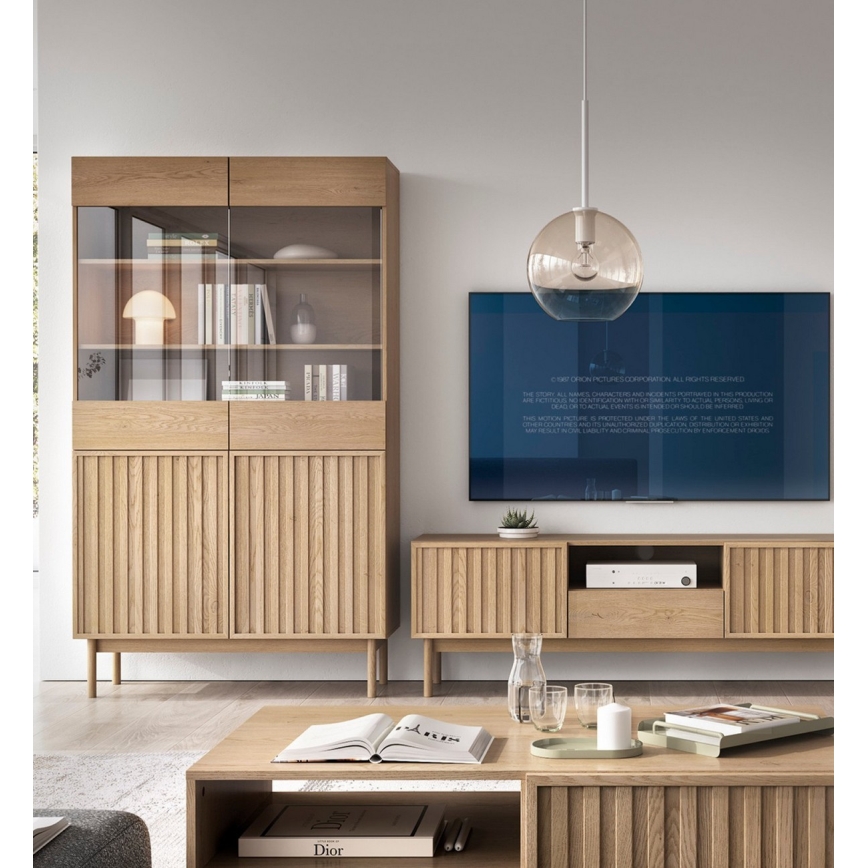 Βιτρίνα KIOTO 106x183x37 cm δρυς Cremona/γυαλί