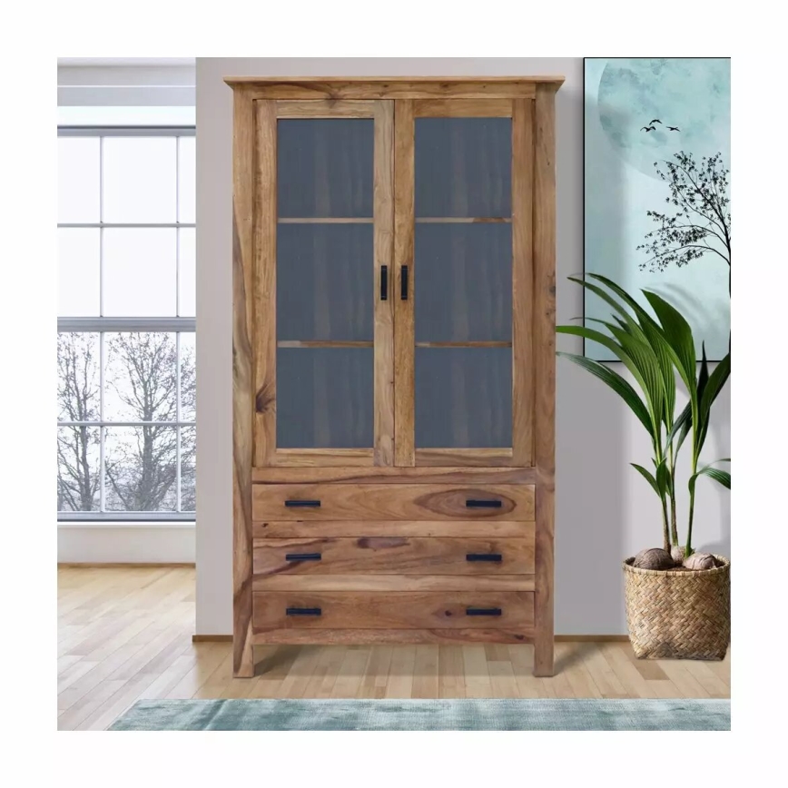 Βιτρίνα σαλονιού RAMI 180x100 cm μασίφ ξύλο/παλίσανδρος