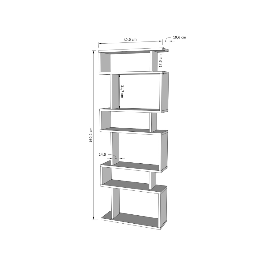 Βιβλιοθήκη BATES 160x60 cm λευκό/δρυς