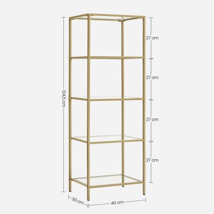 Βιβλιοθήκη GLASY 40x125x30 cm χρυσή