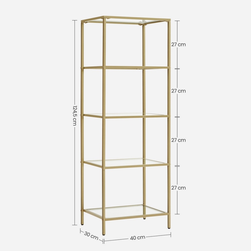 Βιβλιοθήκη GLASY 40x125x30 cm χρυσή