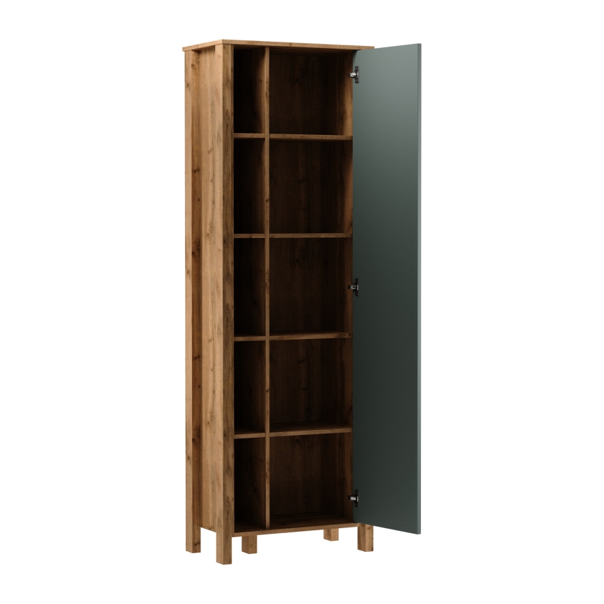 Βιβλιοθήκη MENTA 66x200x37 cm δρυς Wotan/πράσινο