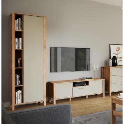 Βιβλιοθήκη MENTA 66x200x37 εκ. δρυς Wotan/γκρι