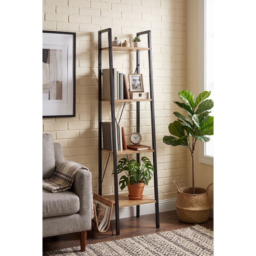 Βιβλιοθήκη NARVIK 148x34 cm μαύρη/Sonoma δρυς