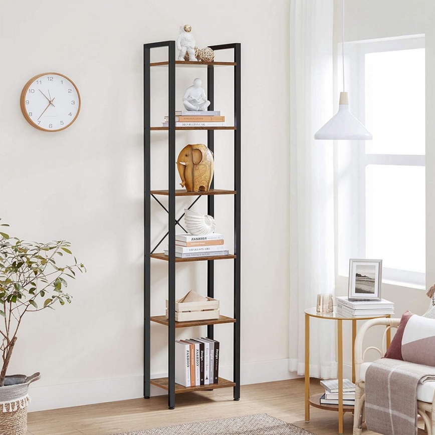 Βιβλιοθήκη NAVARO, 40x179x30 εκ., καφέ/μαύρη