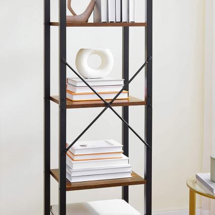 Βιβλιοθήκη NAVARO, 40x179x30 εκ., καφέ/μαύρη