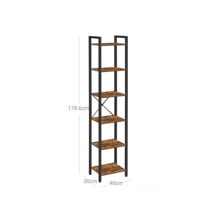 Βιβλιοθήκη NAVARO, 40x179x30 εκ., καφέ/μαύρη