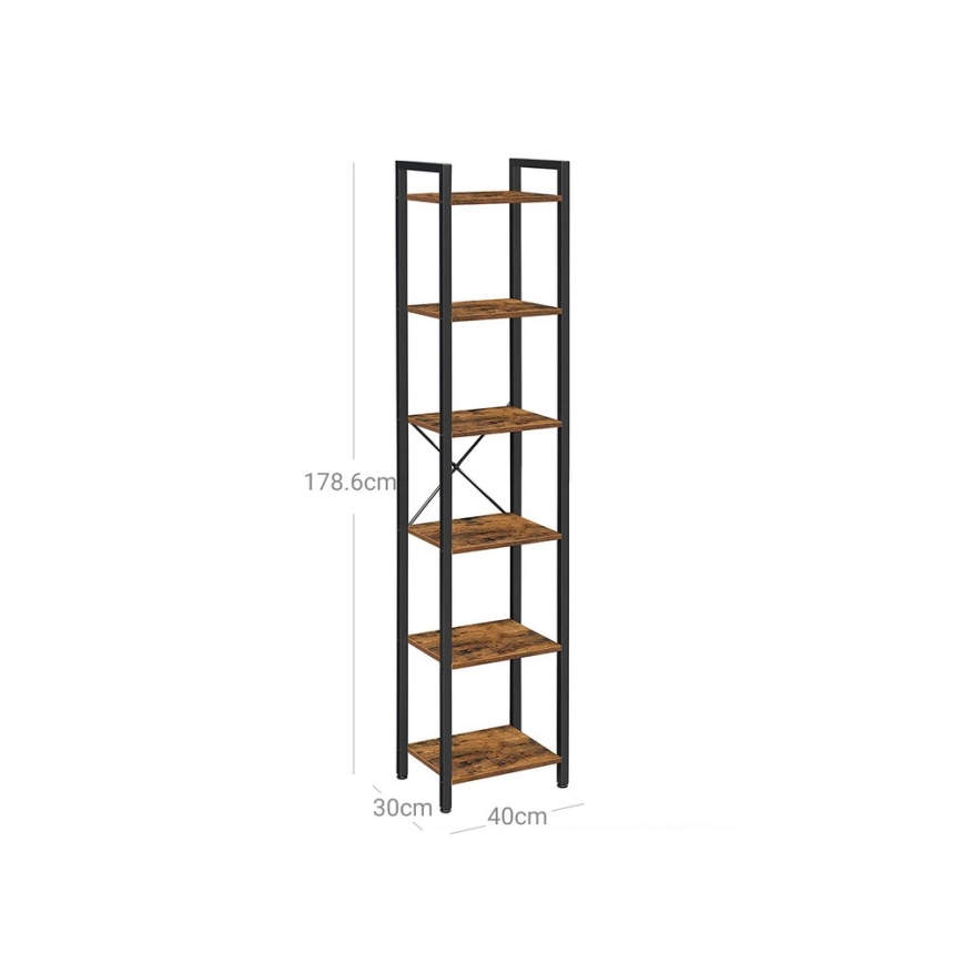 Βιβλιοθήκη NAVARO, 40x179x30 εκ., καφέ/μαύρη