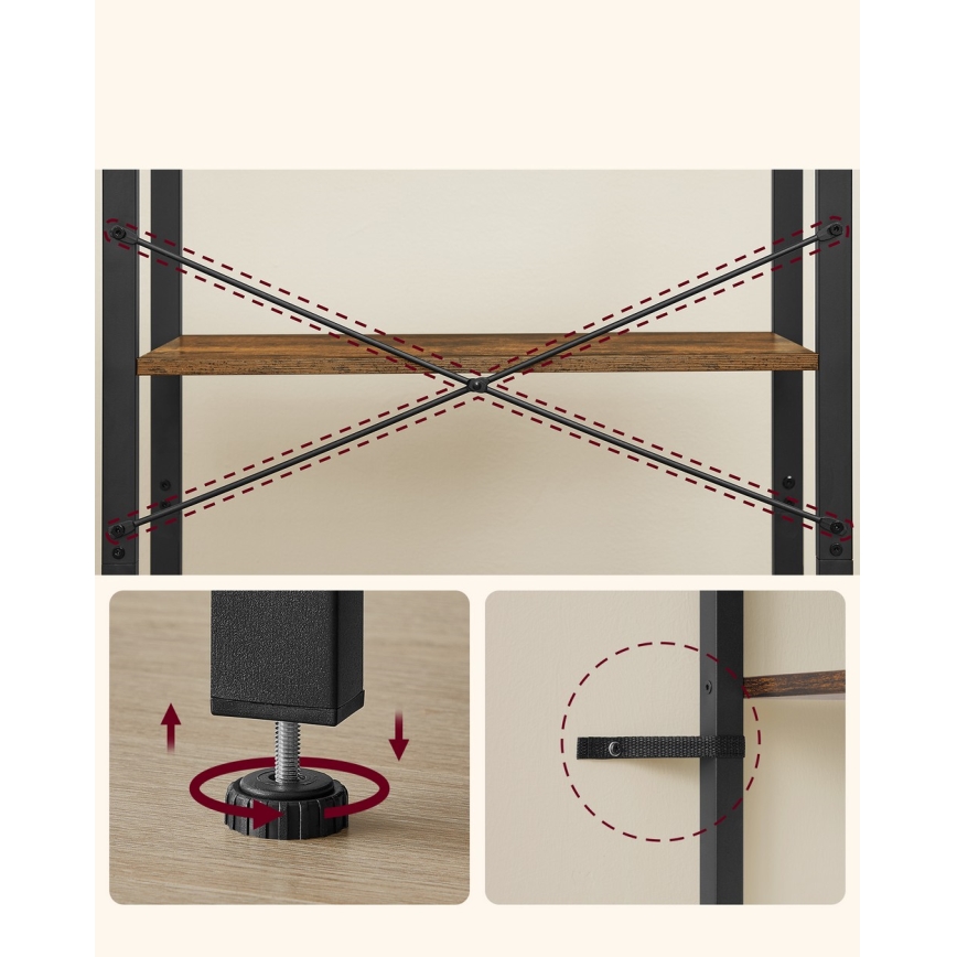 Βιβλιοθήκη NAVARO καφέ/μαύρη