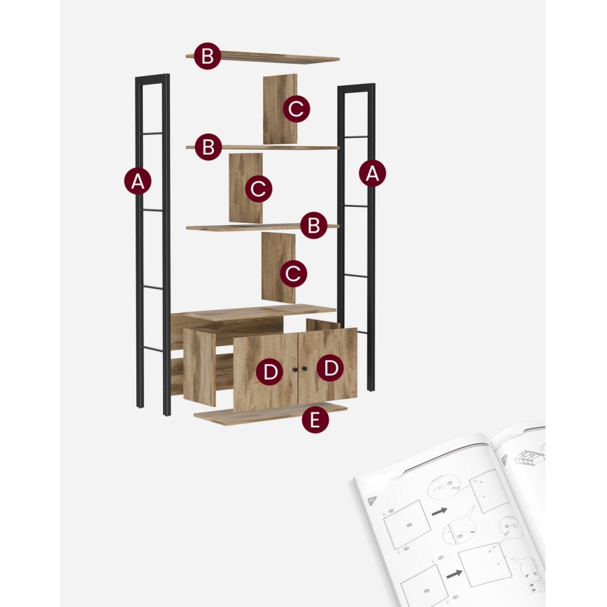 Βιβλιοθήκη NAVARO καφέ/μαύρο